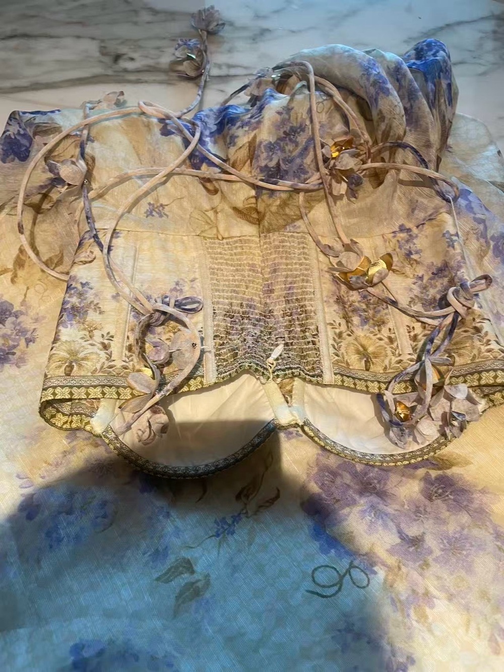 Zimmermann Floral maxi Dress in Cream and Lavender - Picture 6 of 15